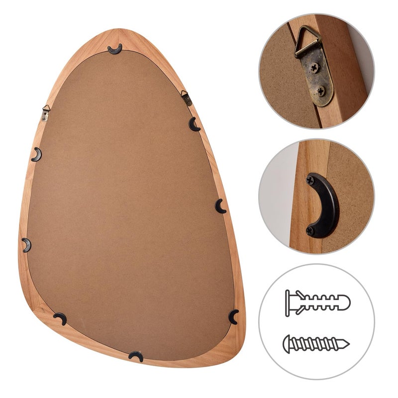 sawsile Irregular Wall Mirror for Bathroom,Wood Asymmetrical Rustic 19.5 x 30.5 inch Farmhouse Vanity Unique Walnut Decorative Large Mirror for Entryway,Bedroom,Living Room,Washroom - Image 4