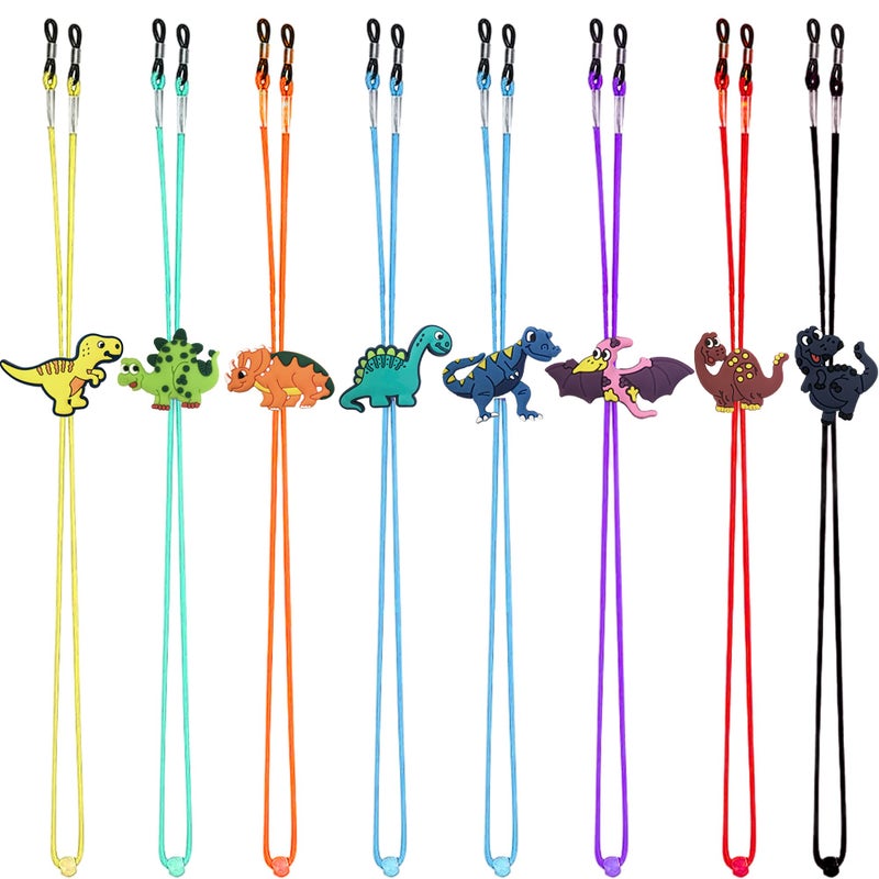 ZXSWEET 8 PCS Kids Glasses Strap Adjustable Dinosaur Antislip Eyeglass Straps for Boys Girls