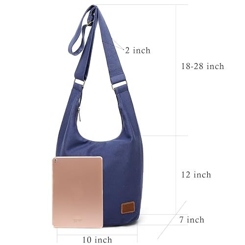 Coton Pose Women's large capacity Hippie Crossbody Bag Top Zip Cotton Sling Bag Jacquard cloth Handmade Bags (Blue) - Image 4