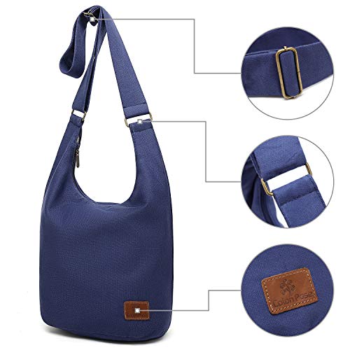 Coton Pose Women's large capacity Hippie Crossbody Bag Top Zip Cotton Sling Bag Jacquard cloth Handmade Bags (Blue) - Image 3