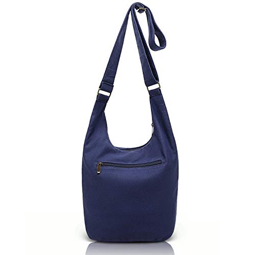 Coton Pose Women's large capacity Hippie Crossbody Bag Top Zip Cotton Sling Bag Jacquard cloth Handmade Bags (Blue) - Image 2