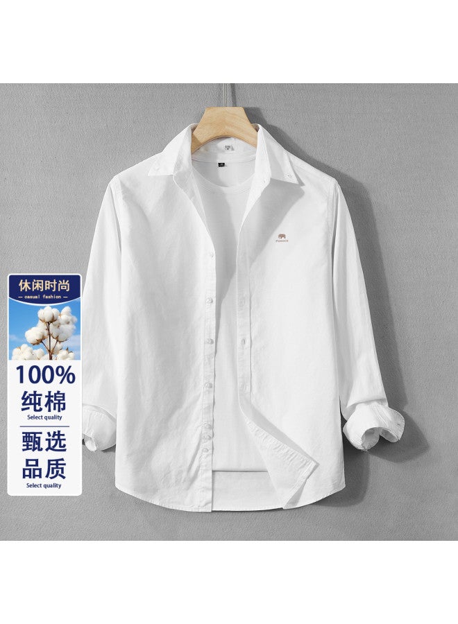 Fomoce spring Men's Turn-down Collar Solid Color Casual Slim-fit Soft Comfortable Breathable Long-sleeve Shirt - Image 2