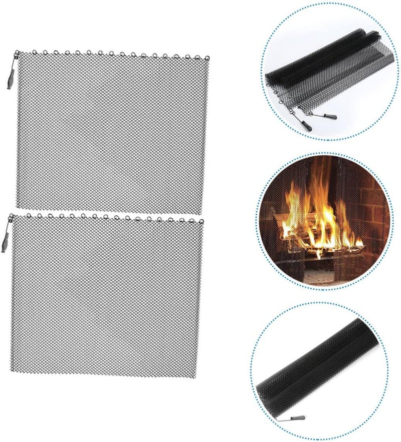 2Pcs Fireplace Mesh Screen Curtain Inhibiting Panels Easy to Fold Fireplace Accessory for Safety - Image 3