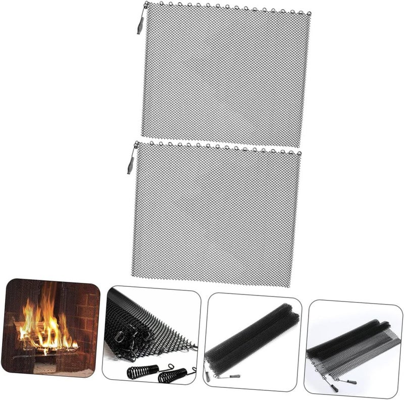 2Pcs Fireplace Mesh Screen Curtain Inhibiting Panels Easy to Fold Fireplace Accessory for Safety - Image 5