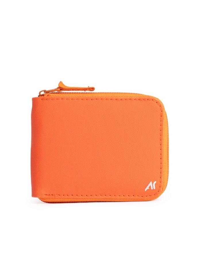 Ar supply Ar Z Pro by Arij Bags | Water-Resistant Fabric Wallet, Zipper Closure, 11 Card Slots, Cash Pocket, Compact Pocket Design (11 × 9 cm) (Orange) - Image 1
