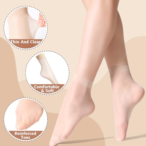 MANZI 12 Pairs Women's Ankle High Sheer Socks, 6 Pairs Black and 6 Pairs Nude - Image 2