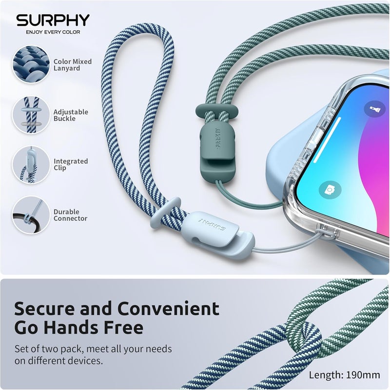 SURPHY 2 Pack Lanyard, Phone Strap, Adjustable with Two-Color Braided - Image 2