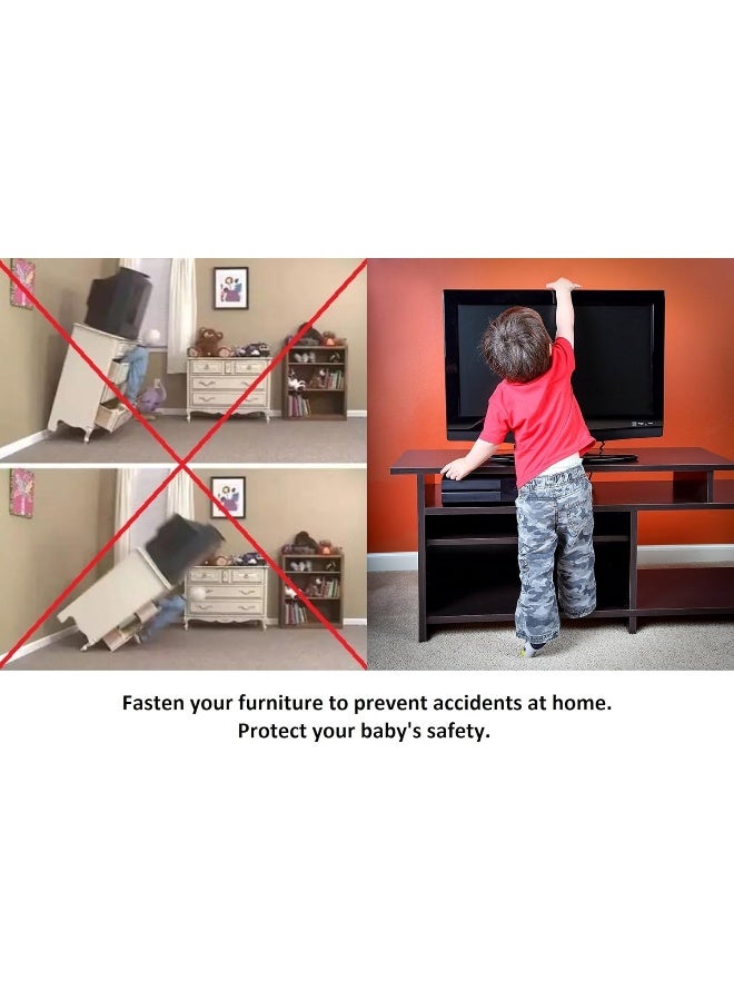 db أحزمة تلفاز معدنية من DB Baby Safety لحماية الأطفال - أحزمة مضادة للانقلاب للأثاث - حزام ثقيل لجميع شاشات التلفاز المسطحة/الأثاث - عبوة من 2 - Image 2