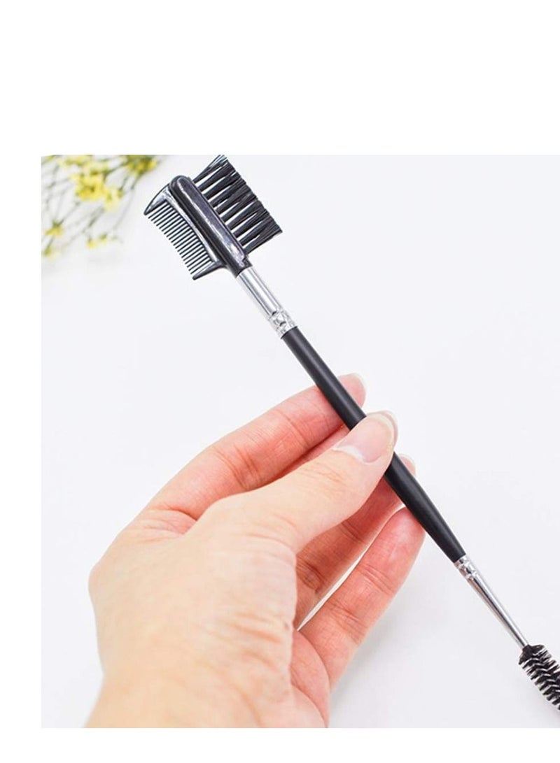 Bluejw Eyebrow Eyelash Shaper Comb and Brush Dual Double Head Makeup Grooming Tool for Women Girls Cosmetic Travel (Black) - Image 4