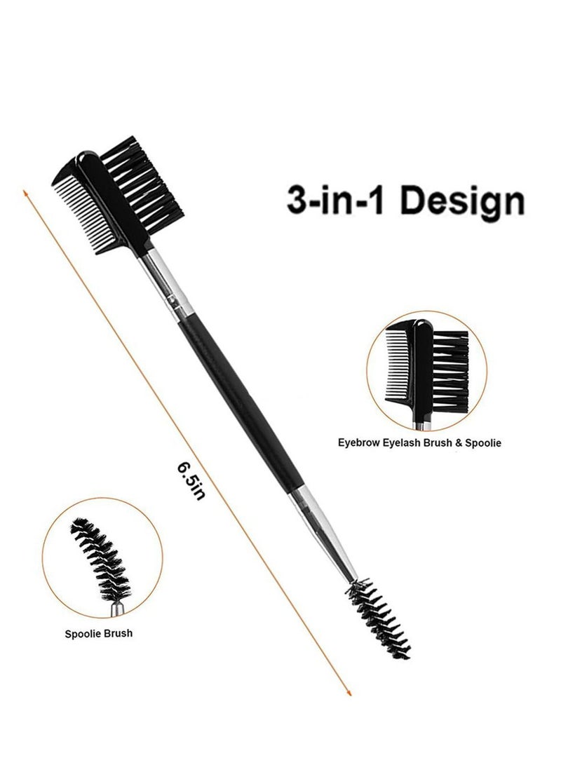 Bluejw Eyebrow Eyelash Shaper Comb and Brush Dual Double Head Makeup Grooming Tool for Women Girls Cosmetic Travel (Black) - Image 2