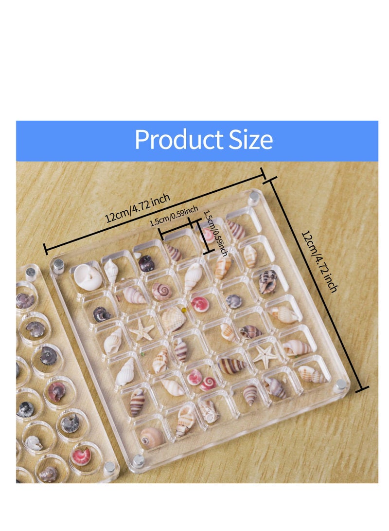 KASTWAVE Acrylic Magnetic Seashell Display Box, 36 Grids Square Display Box with Magnetic Closure, Organize and Showcase Seashells, Starfish, and Trinkets, Perfect for Jewelry, Beads, Nail Art - Image 4