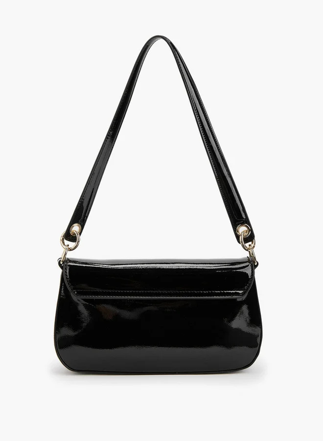 Flora Bella By Shoexpress Solid Shoulder Bag with Strap Handle and Flap Closure
