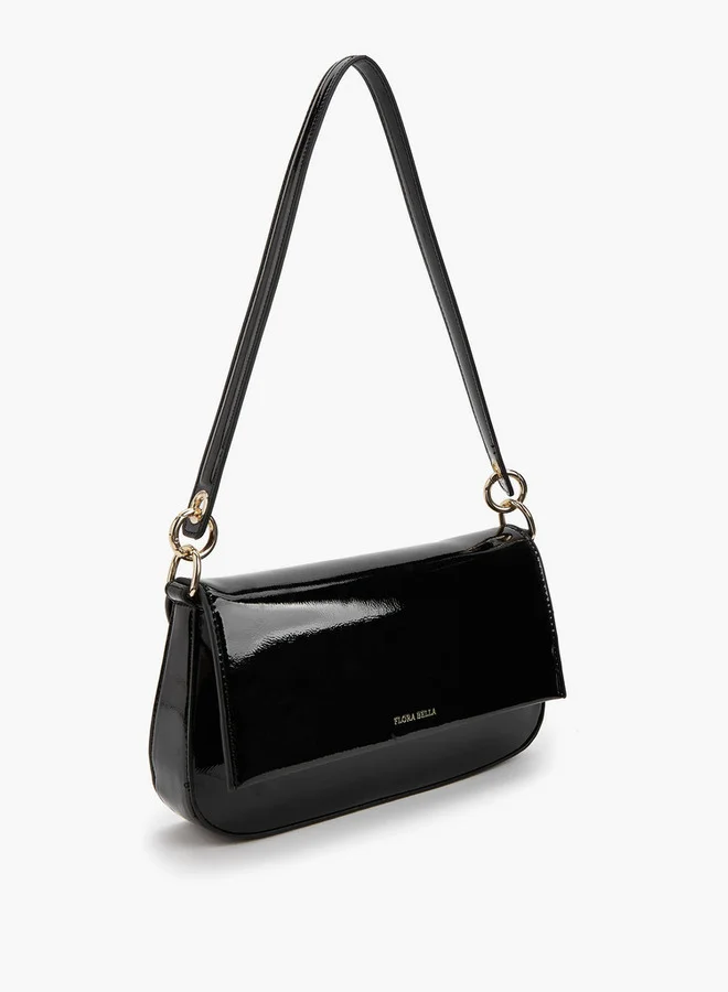 Flora Bella By Shoexpress Solid Shoulder Bag with Strap Handle and Flap Closure