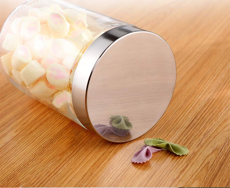 Lawei 6 Pack 27 Oz Clear Glass Jars with Stainless Steel Lids - Glass Food Canister Set Food Storage Jars for Cookie Rice Beans Pasta Snacks - Image 4