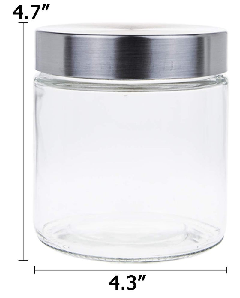 Lawei 6 Pack 27 Oz Clear Glass Jars with Stainless Steel Lids - Glass Food Canister Set Food Storage Jars for Cookie Rice Beans Pasta Snacks - Image 2