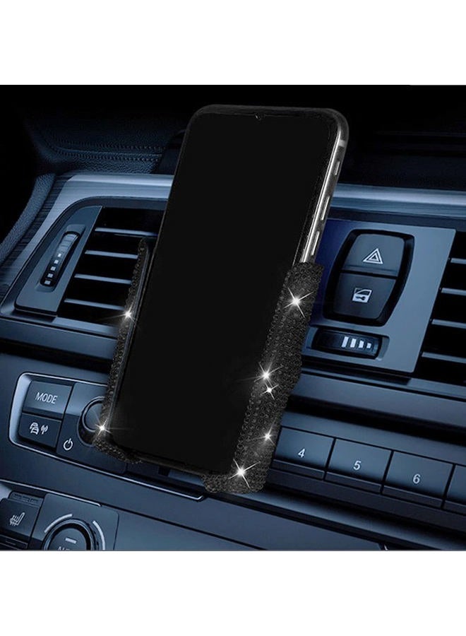 SUNCARACCL Bling Car Phone Holder, 360 Degrees Adjustable Crystal Auto Car Mount Phone Holder for Dashboard,Windshield and Air Vent (Black) - Image 1