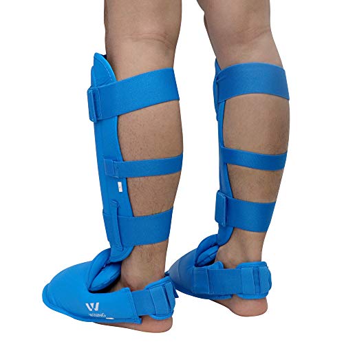 W WESING Wesing Karate Shin Instep Guard WKF Karate Shin Pad (Blue,S) - Image 3
