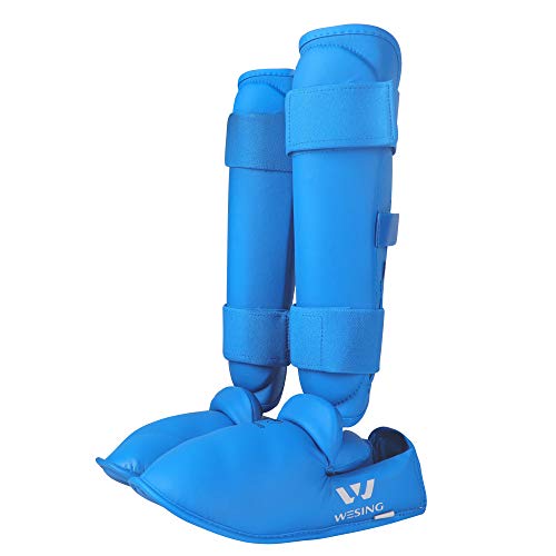 W WESING Wesing Karate Shin Instep Guard WKF Karate Shin Pad (Blue,S) - Image 4