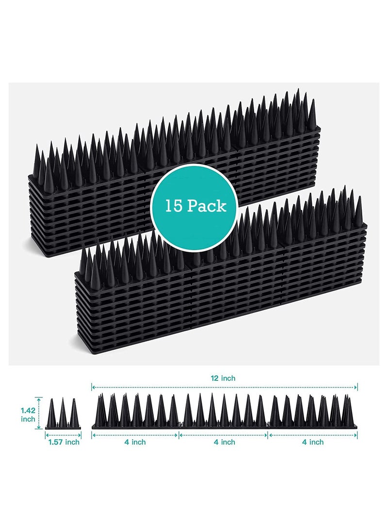 SAPU 15 قطعة من أشواك الطيور، أشواك طاردة للطيور للطيور الصغيرة، الحمام، السناجب، القطط، الغربان، أشواك طاردة للطيور في الخارج لإبعاد الطيور، أشواك بلاستيكية مضادة للطيور لسياج الدرابزين والسقف. - Image 4