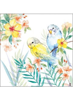 DCAD Crafts DCAD Decoupage Tissue Paper Napkin Bird Tissue Budgies couple Pack of 20 Same Design Size 33 cm X 33 cm 