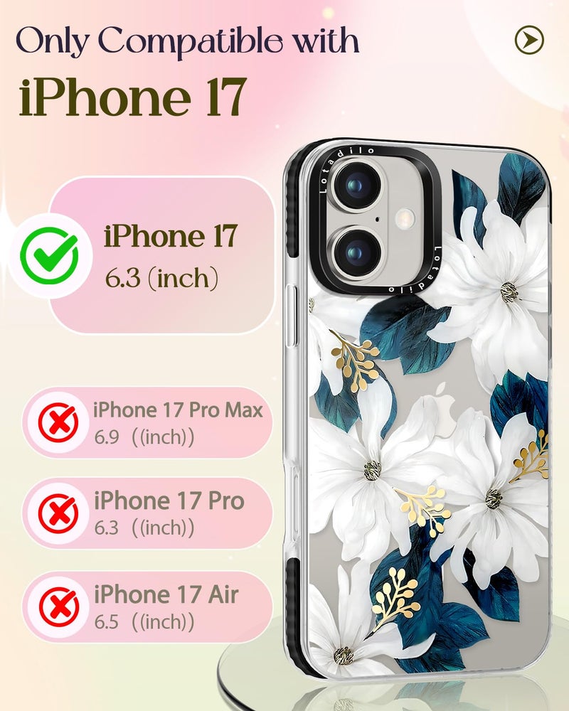 Lotadilo Case for iPhone 17 Case Compatible with Magsafe Ring Holder Stand - for Women Blue Flower Design TPU Phone Cover for Girls Girly Funny Fashion - Image 2