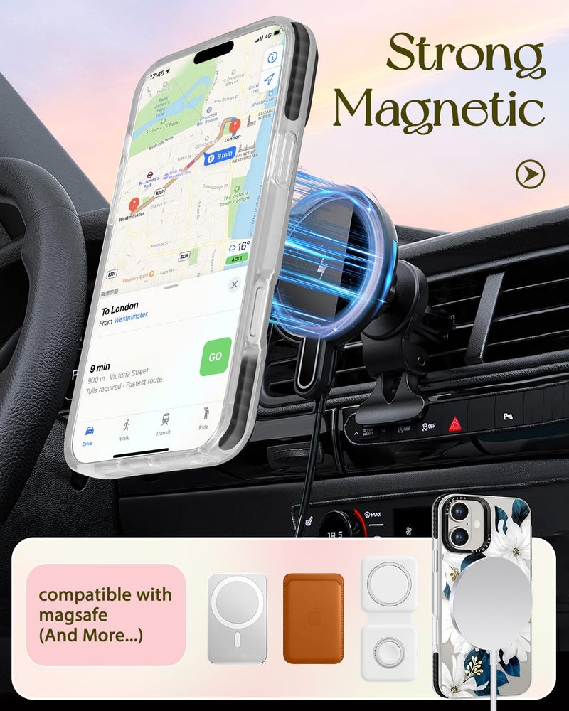 Lotadilo Case for iPhone 17 Case Compatible with Magsafe Ring Holder Stand - for Women Blue Flower Design TPU Phone Cover for Girls Girly Funny Fashion - Image 5