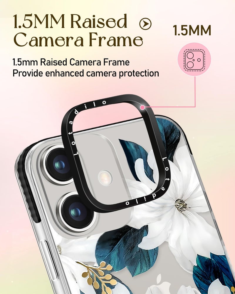 Lotadilo Case for iPhone 17 Case Compatible with Magsafe Ring Holder Stand - for Women Blue Flower Design TPU Phone Cover for Girls Girly Funny Fashion - Image 3