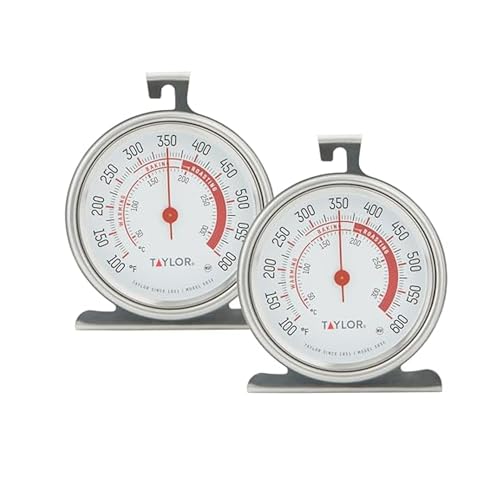 Taylor 5932 Large Dial Oven Thermometer 2 Pack 325 Inch Stainless Steel Kitchen Cooking Thermometer for Oven BBQ Grill Roasting High Heat Resistance Silver - Image 1