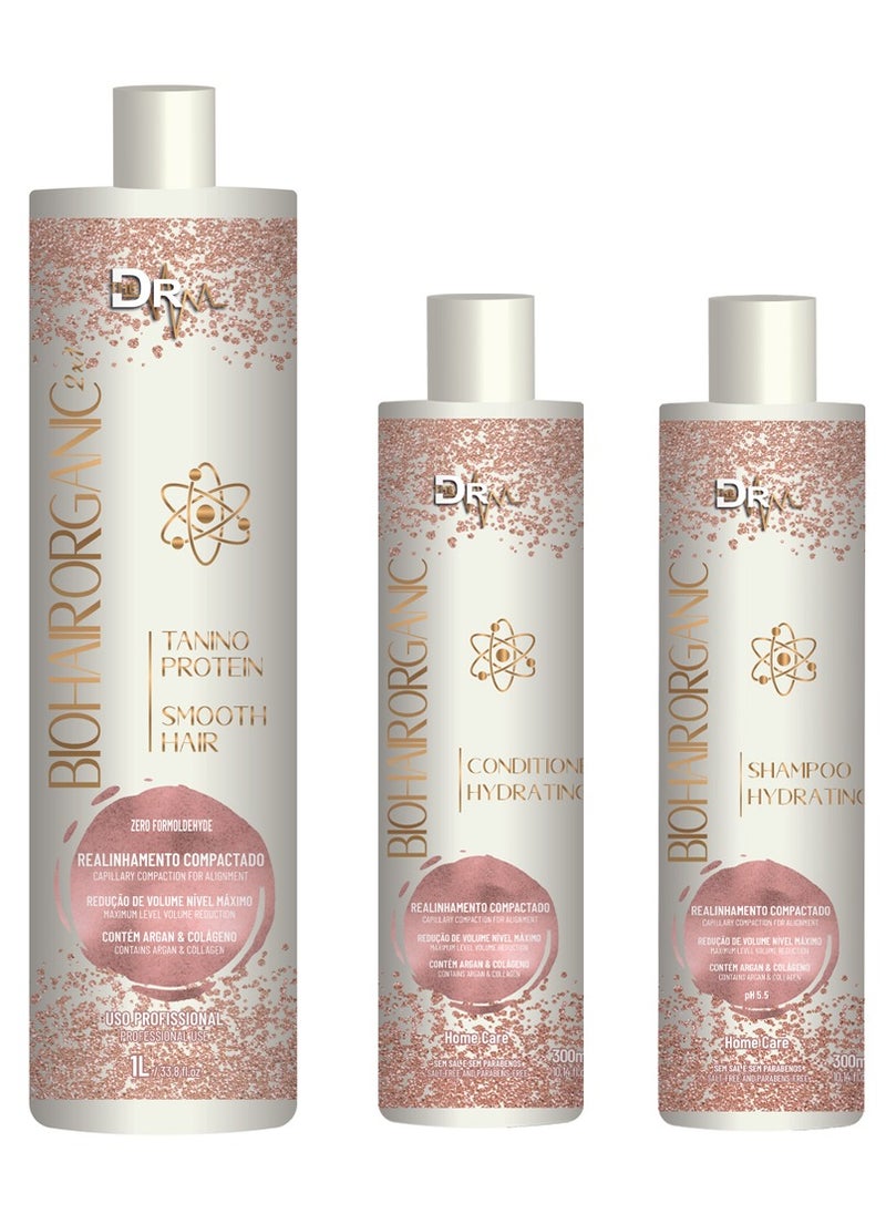 biohairorganic - Biohair Organic Hair Smoothing Set with Brazilian Tanino Technology Protein 1 kg and Protein After Care Shampoo and Conditioner 300 ml - Image 1