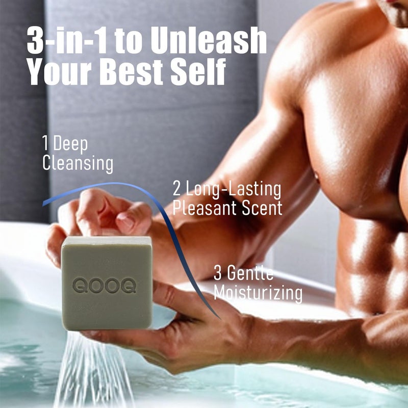 QOOQ Essential Oil Infused The Perfect Natural Bar Soap for Men Handcrafted for 12Hour Deodorization Smell Fresh Distinctive and Refined Safe for Sensitive Skin - Image 3