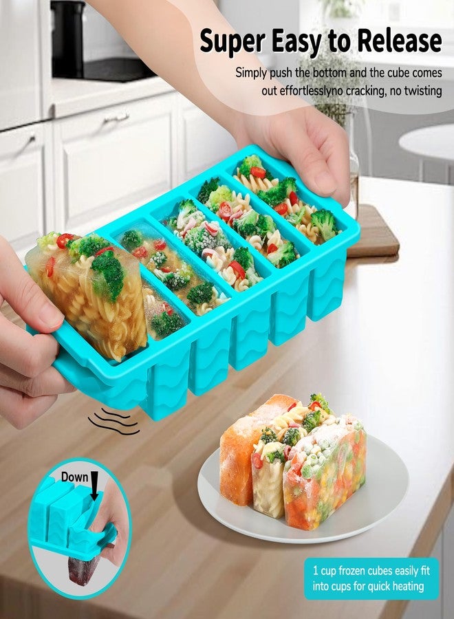 Doasuwish 2-Pack Silicone Freezer Trays with Lid, 2 Large 2-Cup(500ml) & 6 Small 1/2-Cup(125ml) Soup Freezer Container Molds, Ice Cube Tray For Meal Prep & Freezing Soup, Stews, Sauces, Oven & Dishwasher-Safe - Image 5