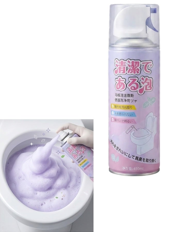 Toilet Cleaning Foam 450ml – Powerful Deep Cleaning Bathroom Foam Cleaner, Strong Stain Remover Formula for Toilet Bowl, Removes Tough Dirt & Limescale, Fresh Scent Hygienic Bathroom Cleaner, Safe on All Surfaces, Easy to Use Home & Office Toilet Cleaning Solution - Image 1