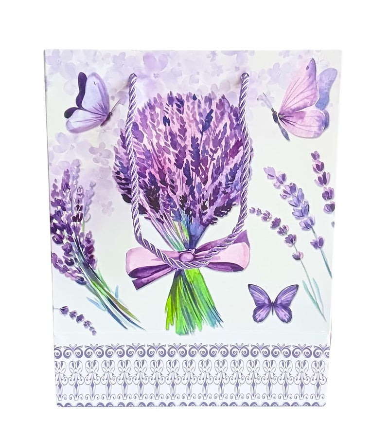 Gold Leaf GOLD LEAF Floral Gift Bags with Handles Vintage Floral Paper Treat Bags Reusable Craft Paper Bags Tea Party Gift Bags for Mothers Day Baby Shower Halloween Christmas Party Favors (Violet-01)  - Image 1