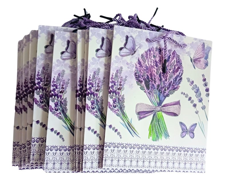 Gold Leaf GOLD LEAF Floral Gift Bags with Handles Vintage Floral Paper Treat Bags Reusable Craft Paper Bags Tea Party Gift Bags for Mothers Day Baby Shower Halloween Christmas Party Favors (Violet-01)  - Image 3