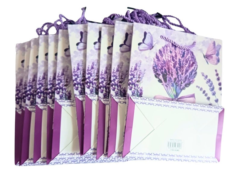 Gold Leaf GOLD LEAF Floral Gift Bags with Handles Vintage Floral Paper Treat Bags Reusable Craft Paper Bags Tea Party Gift Bags for Mothers Day Baby Shower Halloween Christmas Party Favors (Violet-01)  - Image 4