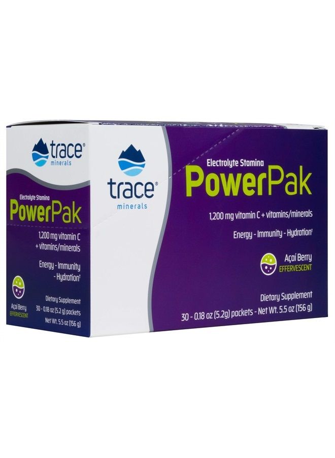 Trace Minerals Electrolyte Stamina Power Pak | 1200 mg Vitamin C | Non-GMO | Lemon Lime, Orange Blast, and Acai Berry | 30 Packets Variety (Pack of 3) - Image 1