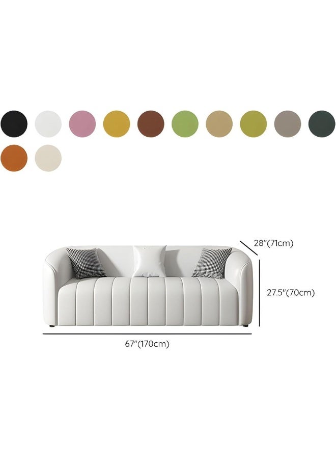Zayn comforts Contemporary Three-Seater Sofa with Tuxedo-Style Design and Sleek Faux Leather Upholstery (Beige) - Image 2