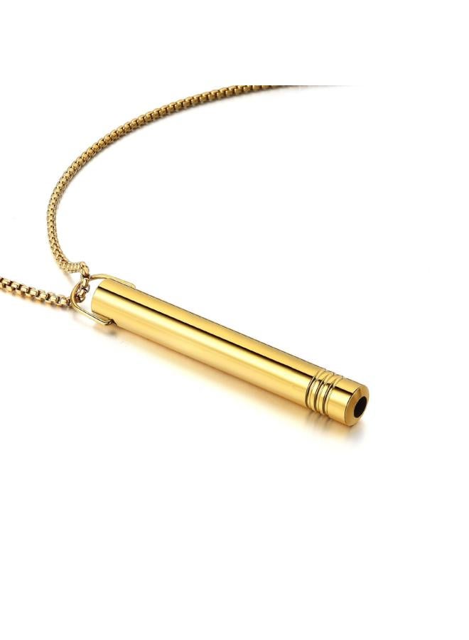 Titanium Steel Whistle Meditation Mindfulness Breathing Decompression Anxiety Yoga Stainless Steel Pendant Necklace Spot