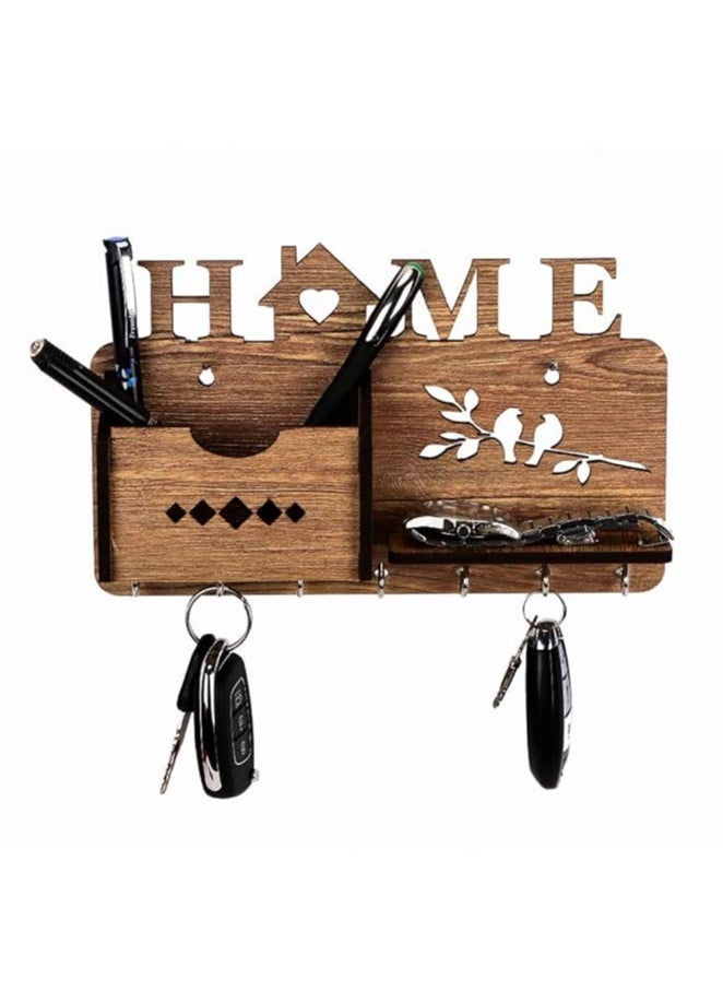 Accessorize Kingdom - Key Holder for Home Wall Stylish | Mobile Holder for Wall | Wooden Key Stand | Key Hanger or Key Chain Holders for Wall (7 Hooks) - Image 1