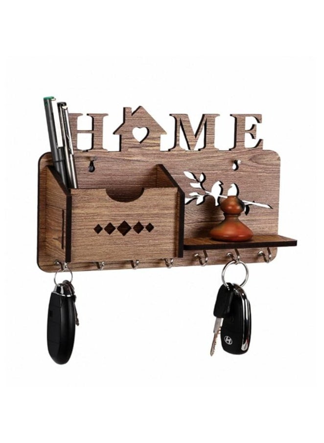 Accessorize Kingdom - Key Holder for Home Wall Stylish | Mobile Holder for Wall | Wooden Key Stand | Key Hanger or Key Chain Holders for Wall (7 Hooks) - Image 1