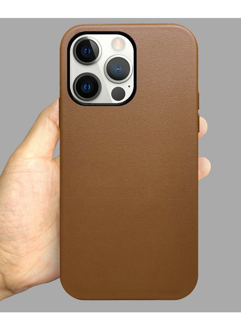 K-Doo - iPhone 13 Pro Max Mag Noble Collection Premium PU Leather Case with Magsafe Magnetic Wireless Charging Compatible Cover Brown - Image 1