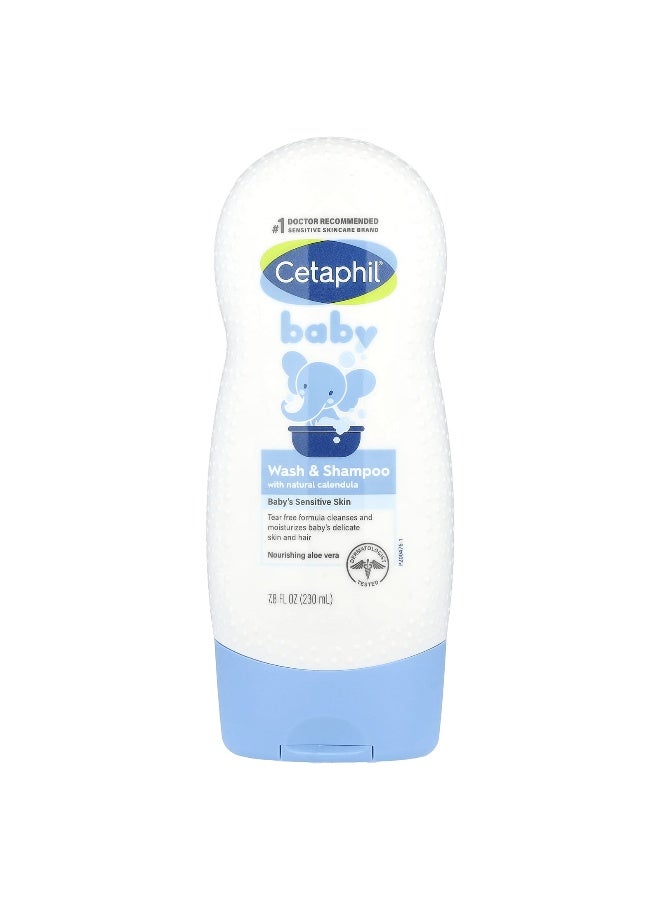 Cetaphil Cetaphil, Baby, Wash & Shampoo with Natural Calendula, 7.8 fl oz (230 ml) - Image 1