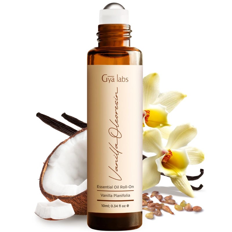 Gya Labs Vanilla Oleoresin Essential Oil Roll On - 0.34 Fl Oz - Travel Size Roller for Camping, Skin, Aromatherapy Relief, Convenience - Image 1