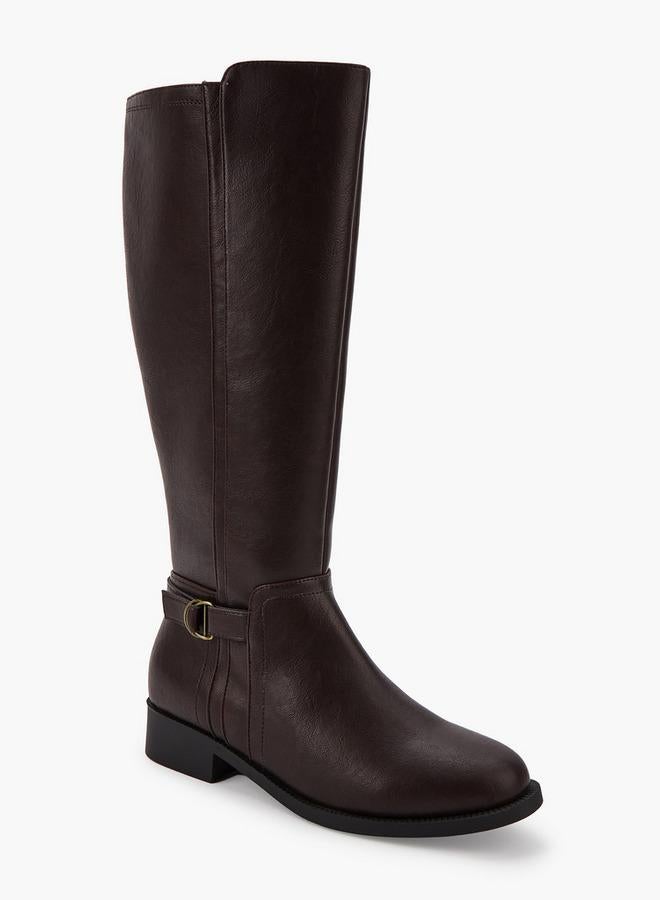 Flora Bella By Shoexpress Buckle Detail High Shaft Boots with Zip Closure - Image 1