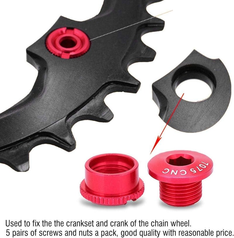 comfrt Crank Bolts, Bike Chainwheel Screws Chainring Crankset Bolts and Nuts Bicycle Accessory for Single Dental Plate - Image 2