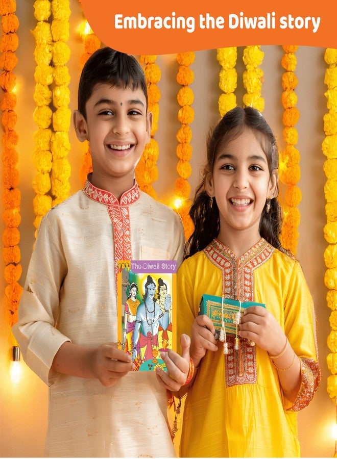 jackinthebox Diwali 4-in-1 Craft Kit for Kids & Adults, Great Diwali Gift for Girls, Boys 5 Years and up, 4 Activities - Rangoli, Shubh Labh Door Greetings, Diwali Lantern & Diwali Story Book - Image 5
