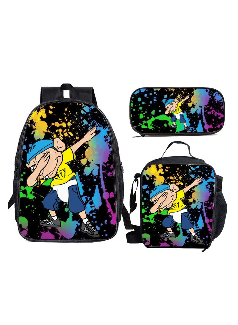 SKT Shiketro lankybox cartoon print school bag kindergarten lunch bag shoulder bag primary school student pencil bag backpack  - Image 1