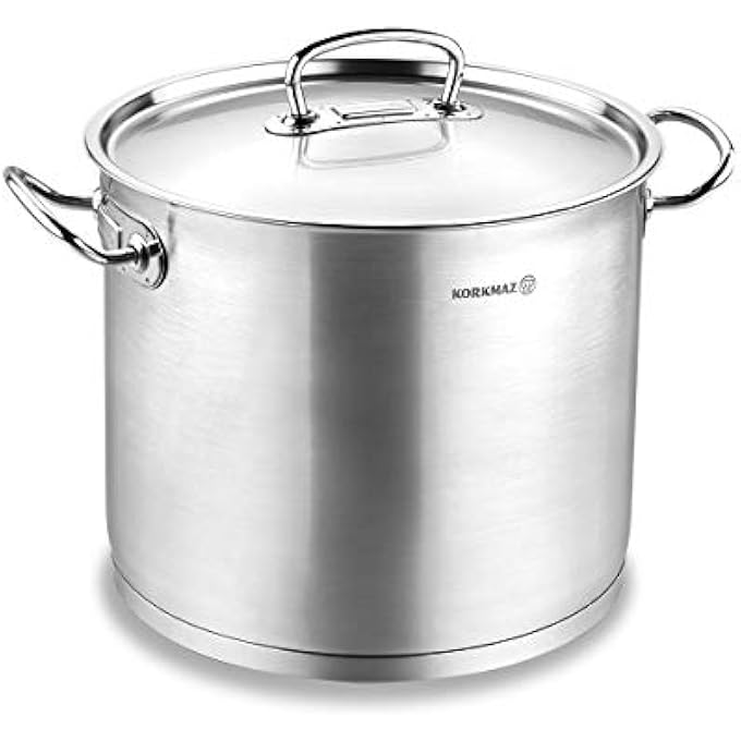 Korkmaz Proline Stainless Stee Lextra Deep Casserole 28X24 Cm  145 L  Sandwich Bottom Induction Compatible Cooking Pot With High Profile Lid And Handles  Silver  Ka1163 - Image 1