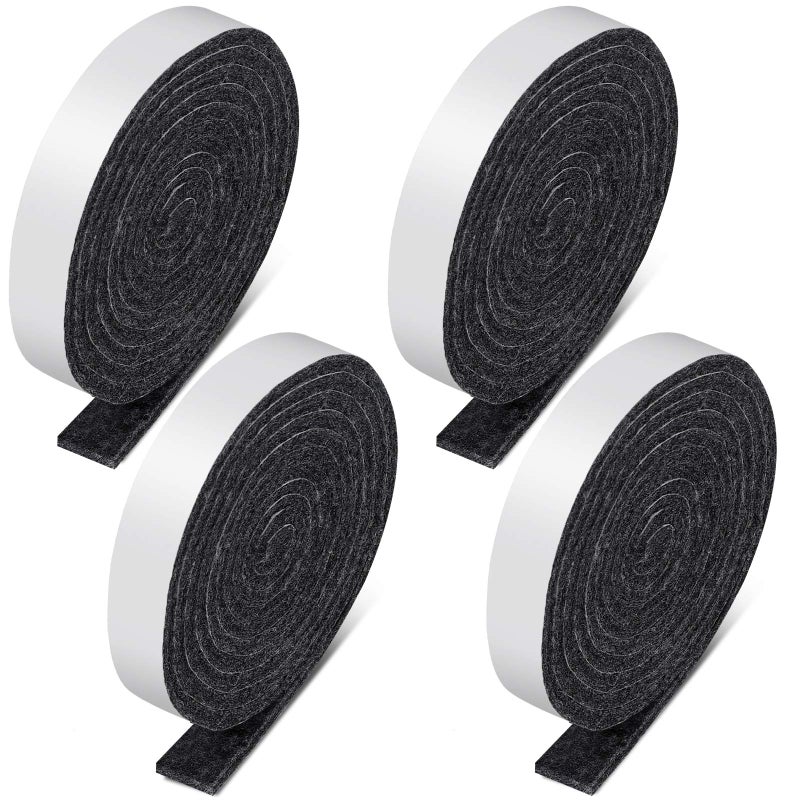 Zonon 4 Rolls 12 x 60 Inch Felt Strips with Adhesive Backing Felt Tapes Rolls Furniture SelfStick Heavy Duty Polyester for Protecting Furniture and DIY AdhesiveDark Grey