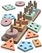kecristv Montessori Toys for 1 2 Year Old Girl and Boy Birthday Gifts Shape Sorter Wooden Toys for Toddlers Age 13 24 Learning Educational Sensory Stacking Toy Toddler Puzzles - Image 3